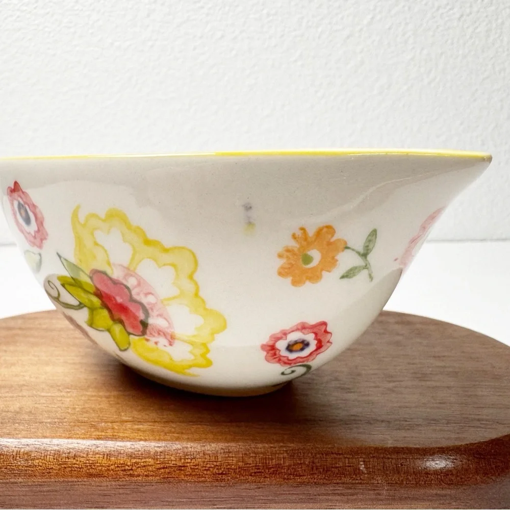 Pier 1 Hand Painted Floral Nesting Stoneware Measuring Cups Set of 2